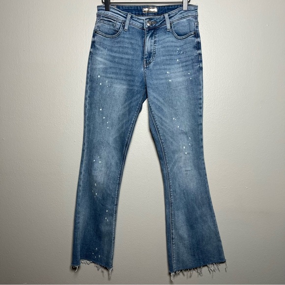 KUT from the Kloth Stella Jeans 2 High-Rise Fab Ab Flare Raw Hem Navigate - Picture 2 of 9